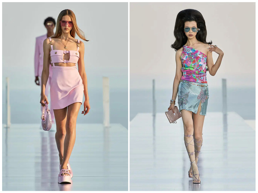  стилната наклонност Barbiecore, Versace Дуа Липа 