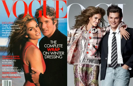 Корицата на Vogue с дъщерята на Синди Кроуфорд и сина на Ричард Гиър - 24 години след оригинала с родителите им