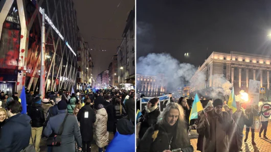 Граждани излязоха в подкрепа на украинците по повод третата годишнина от войната