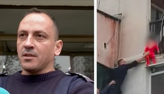 „Ще ти купя шоколад, само не се пускай". Полицай спаси дете, увиснало от осмия етаж
