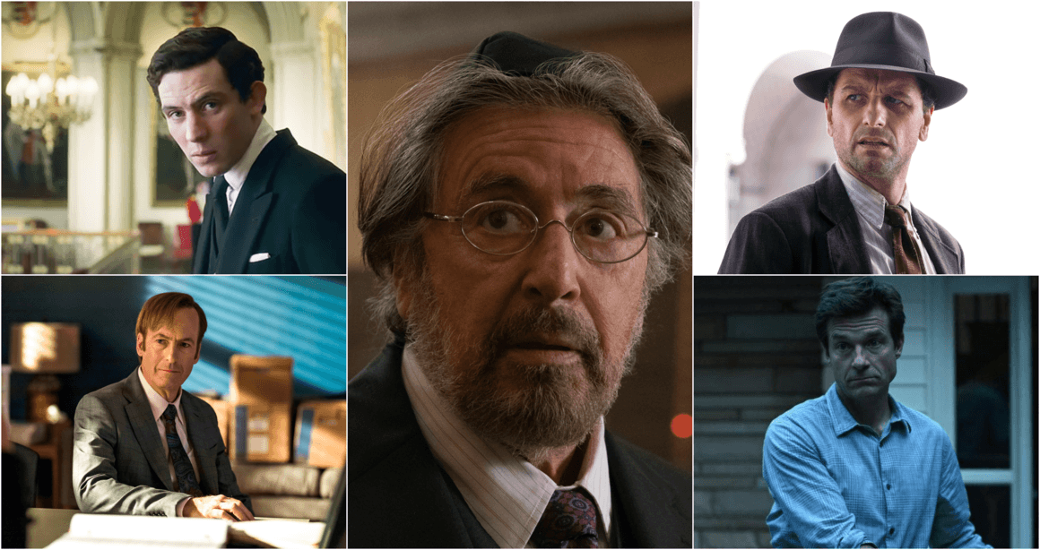<p><strong>Най-добра мъжка роля в телевизионен сериал (Драма) </strong></p>
<p>Джейсън Бейтман (Ozark) </p>
<p>Джош О'Конър (The Crown) </p>
<p>Боб Оденкърк (Better Call Saul) </p>
<p>Ал Пачино (Hunters) </p>
<p>Матю Рийс (Perry Mason) </p>
