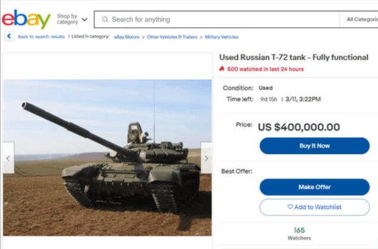 Наистина ли украинци продават пленени руски танкове в eBay?
