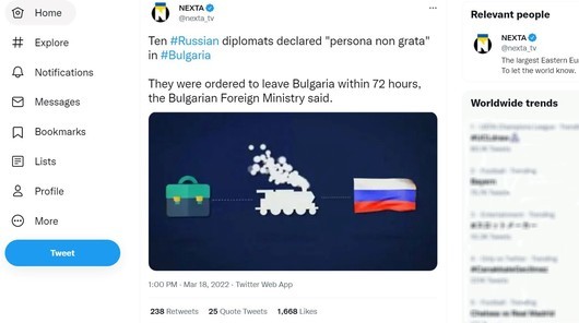 "Чемодан, вокзал, Москва": Изгонването на руски дипломати от България като meme в Nexta