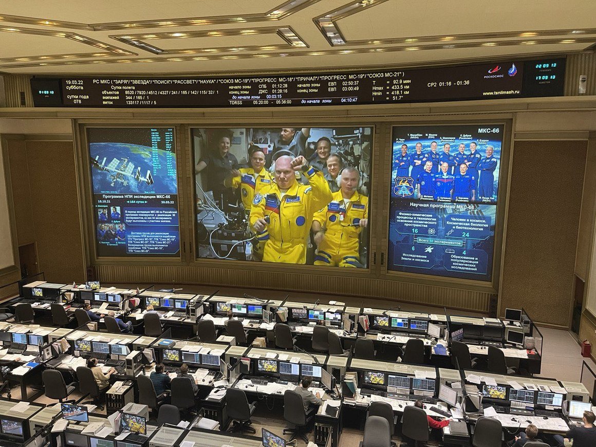 "Украинско жълтите" костюми на руските космонавти в МКС