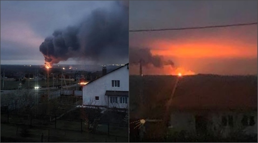 Пожар е обхванал склад за боеприпаси до руското село Старая Нелидовка в