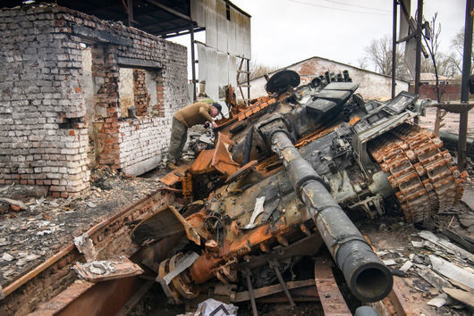 Руската окупация в украинското село Ягидне край Киев между 3