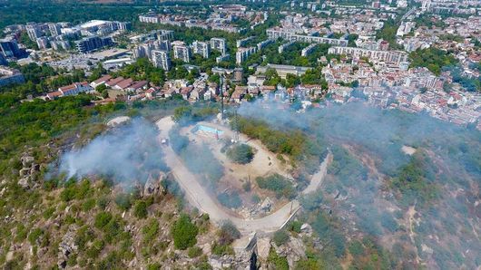 Пожарът близо до върха на Младежкия хълм в Пловдив беше