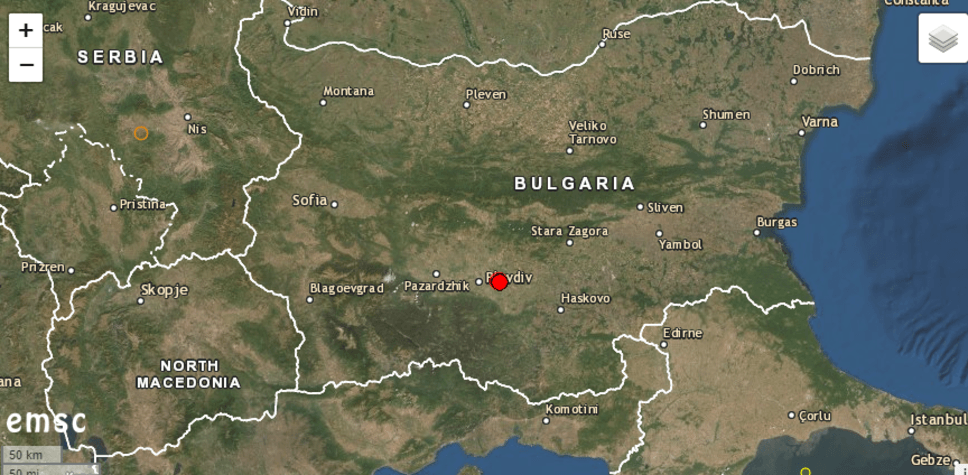 Земетресение от 4,5 в района на Пловдив