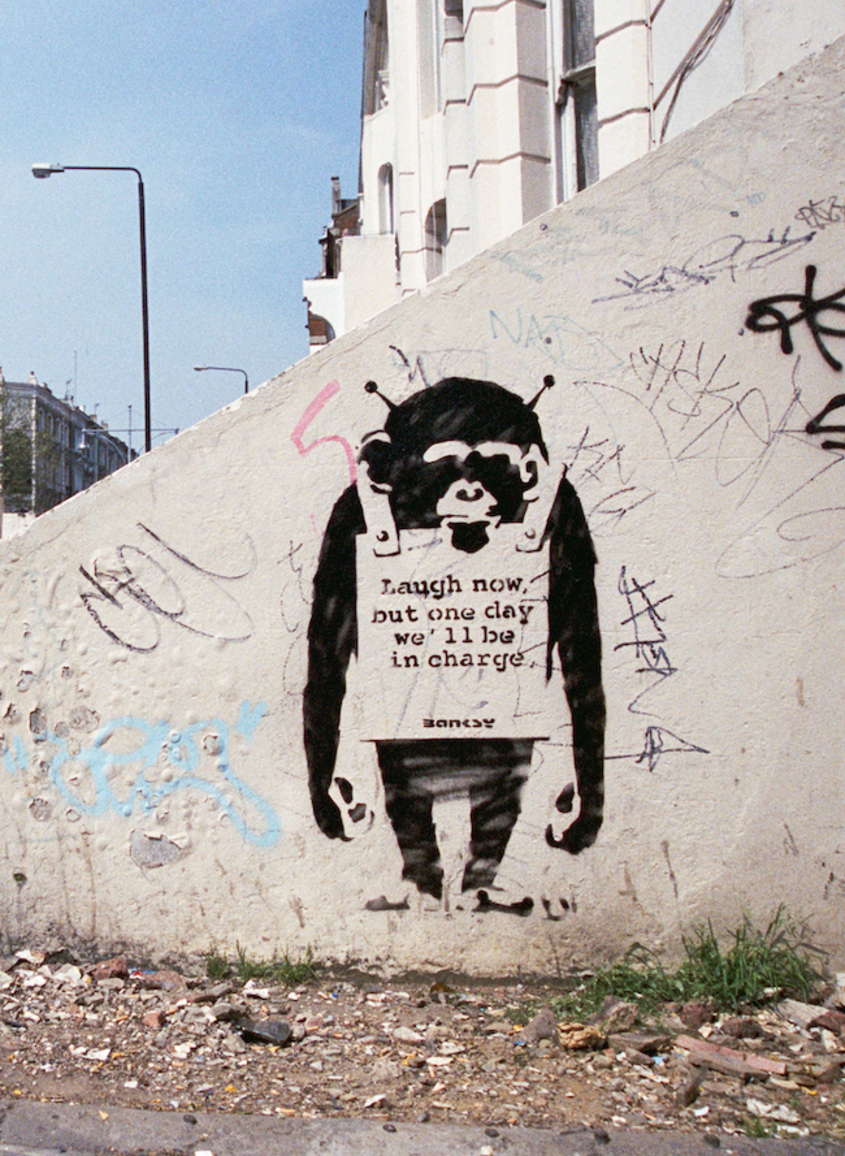 Banksy Laugh Now - Смейте се сега графит 