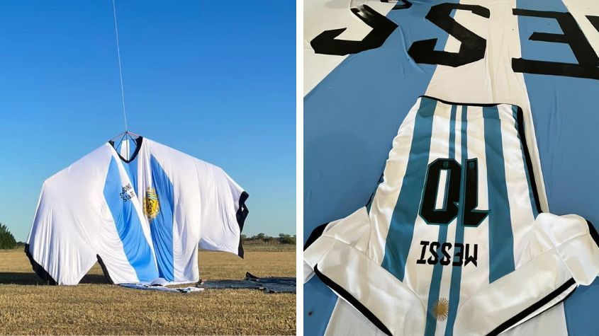 Гигантска фланелка с номера на Меси "полетя" в Аржентина