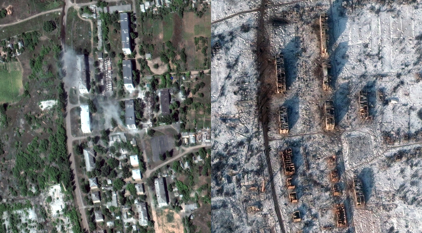 Унищоженият град Соледар - преди и след боевете