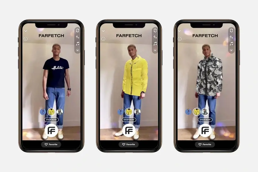 виртуална пробва с добавена реалност (AR), услуга Snap/Snapchat и Amazon