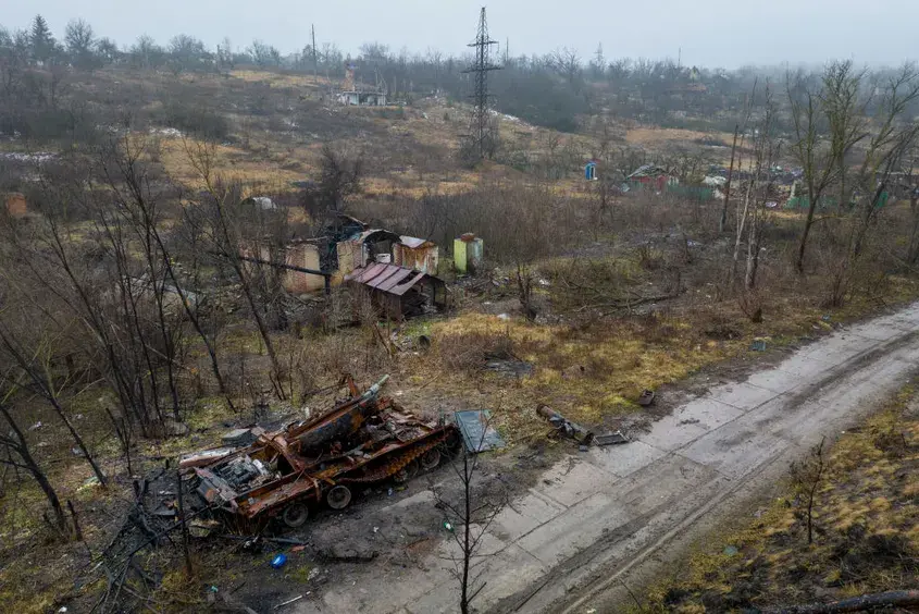 Унищожен руски танк на фронта в Украйна