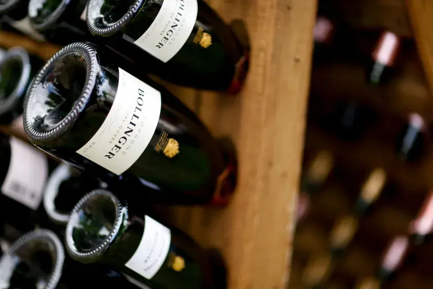 Empty Bollinger champagne bottles