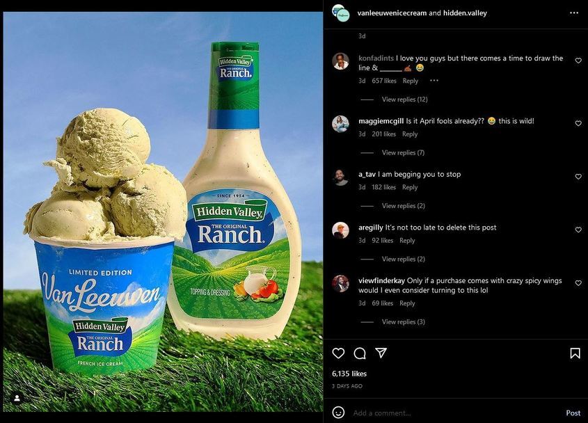 Страннни храни, сладолед с часнов сос. реклама, instagram, tiktok тенденции