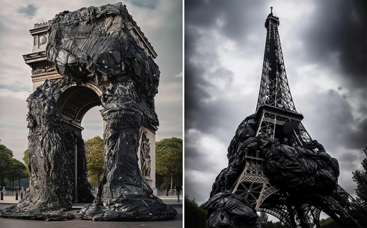 Боклукът в Париж "превзе" забележителностите - с помощта на AI 