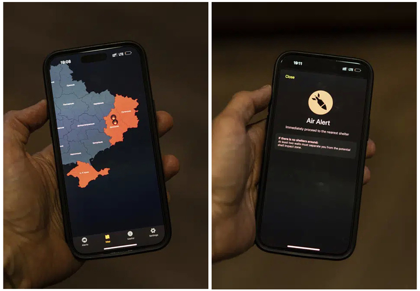 Air Alert, украинско приложение, сигнализиращо за въздушни тревоги