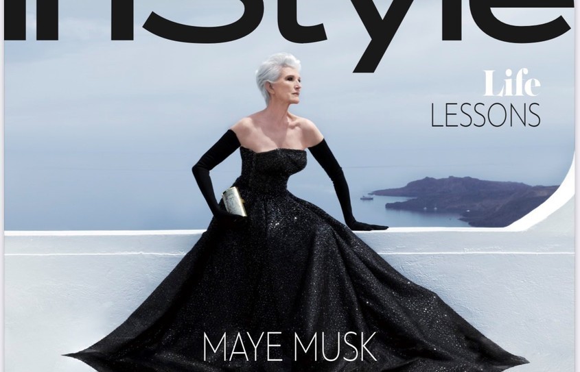Mайката на Илон Мъск с рокля на българска дизайнерка на корицата на InStyle