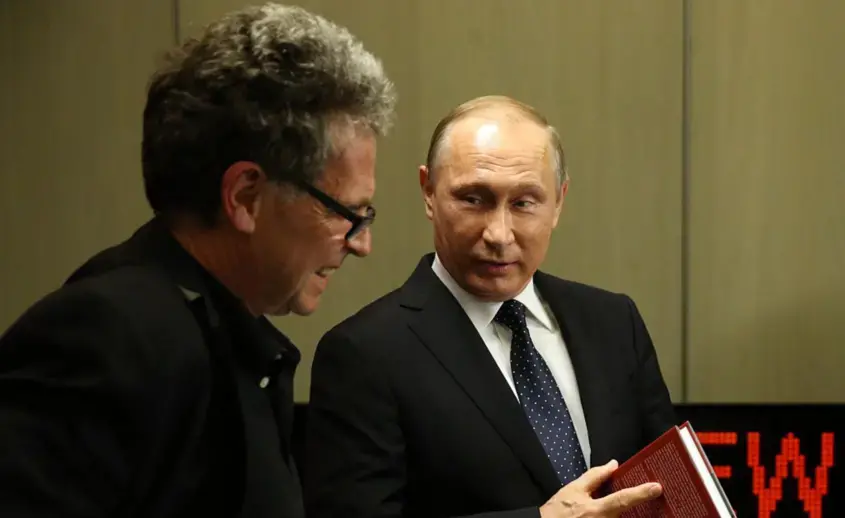 Германският журналист Хуберт Зайпел и руският президент Владимир Путин