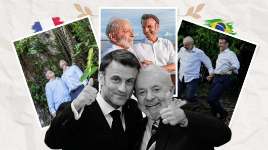 Френският президент Еманюел Макрон и бразилският му колега Луиз Инасио