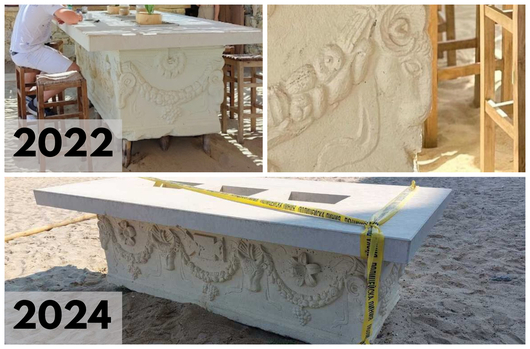 Саркофагът, открит на плажа, се оказа част от декора на бар