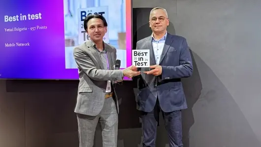 Мобилната мрежа на Yettel печели сертификата Best in Test за осми пореден път с най-добрия си резултат досега