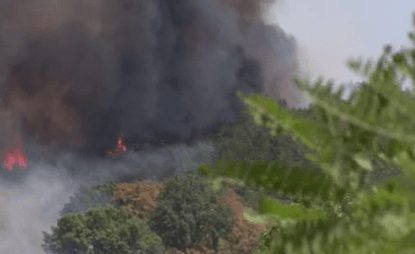 Голям пожар край Харманли блокира част от АМ "Марица"