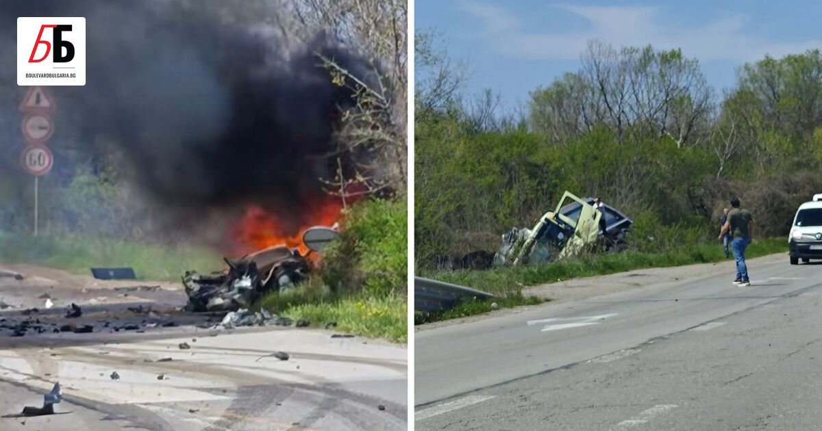 Автомобил е избухнал в пламъци след тежка катастрофа в района
