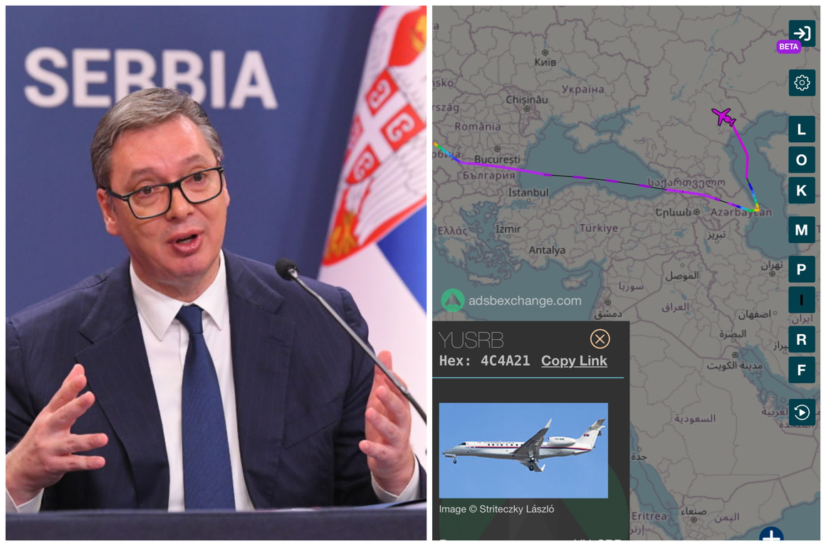 Самолетът на Вучич е минал над България на път за Москва - с извънредна спирка Баку