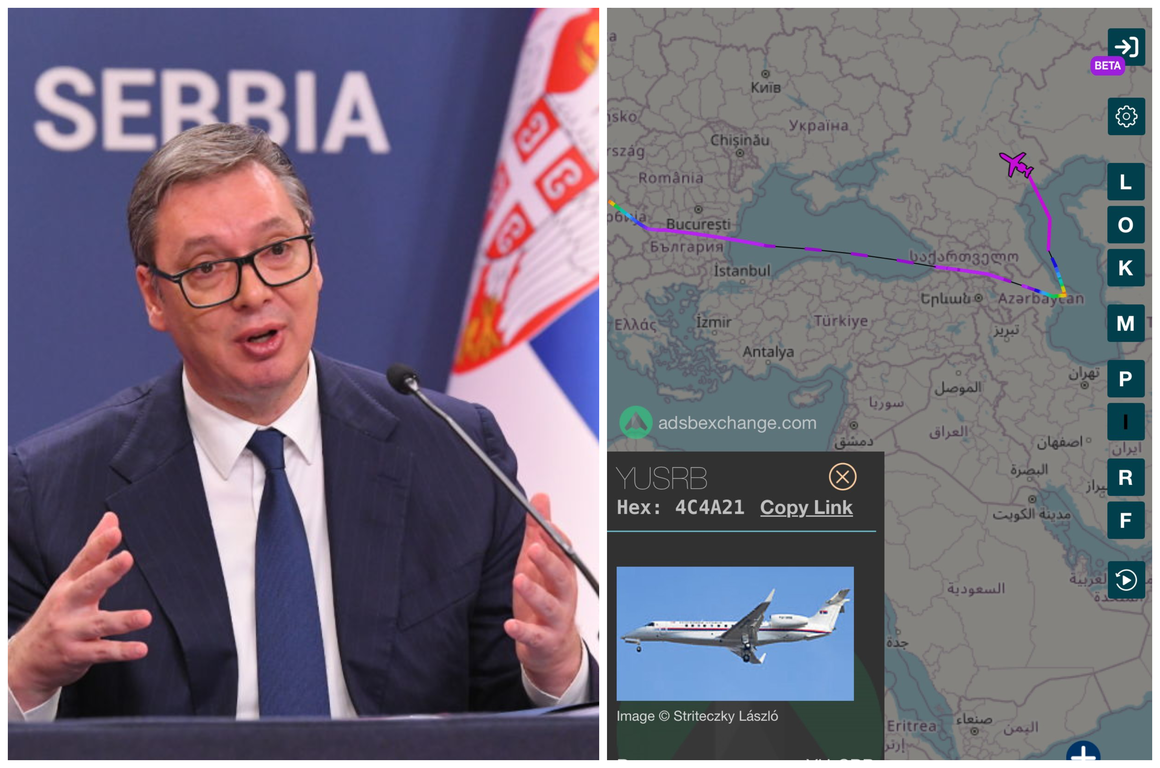 Самолетът на Вучич е минал над България на път за Москва - с извънредна спирка Баку