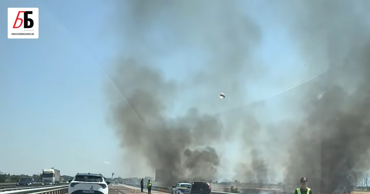 Пожар е възникнал край автомагистрала Тракия“ в района на 82-ия