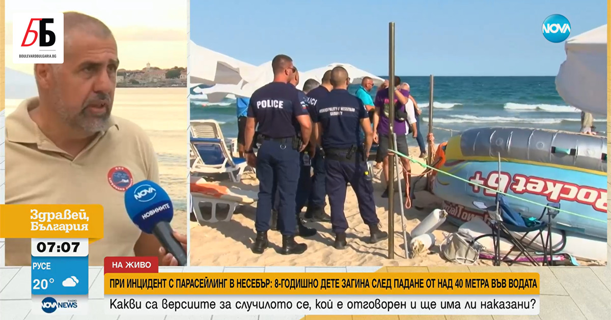Разследването на инцидента, при който 8-годишно дете загина при парасейлинг