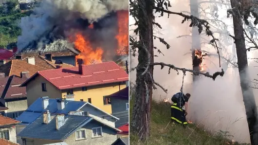 Пожар унищожи къщи в Сърница, докато друг се разраства в Рила