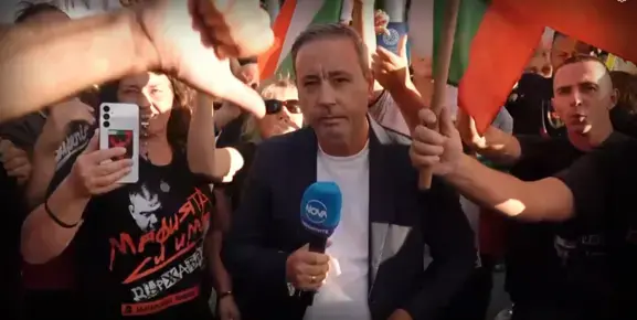"Нова телевизия" осъди нападението над свой екип пo време на протеста срещу посещението на Урсула фон дер Лайен