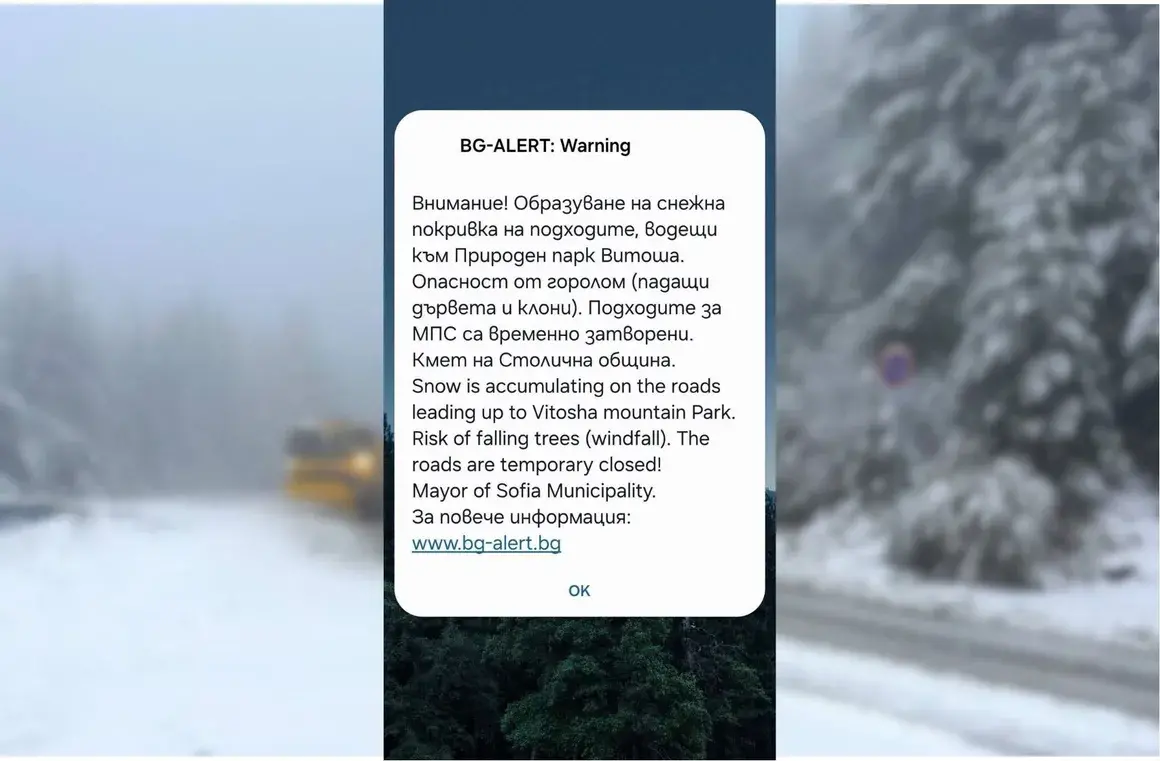 BG ALERT беше активирана заради затворените пътища на Витоша