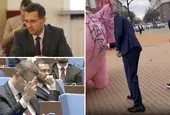 Депутат от ДПС-НН надраска огромното прасе-касичка пред парламента