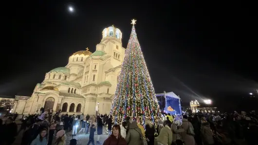 Запалиха светлините на коледната елха в София