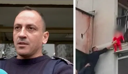 „Ще ти купя шоколад, само не се пускай“ - полицай спаси дете, увиснало от осмия етаж