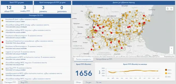 МВР върна интерактивната карта с данни за катастрофите